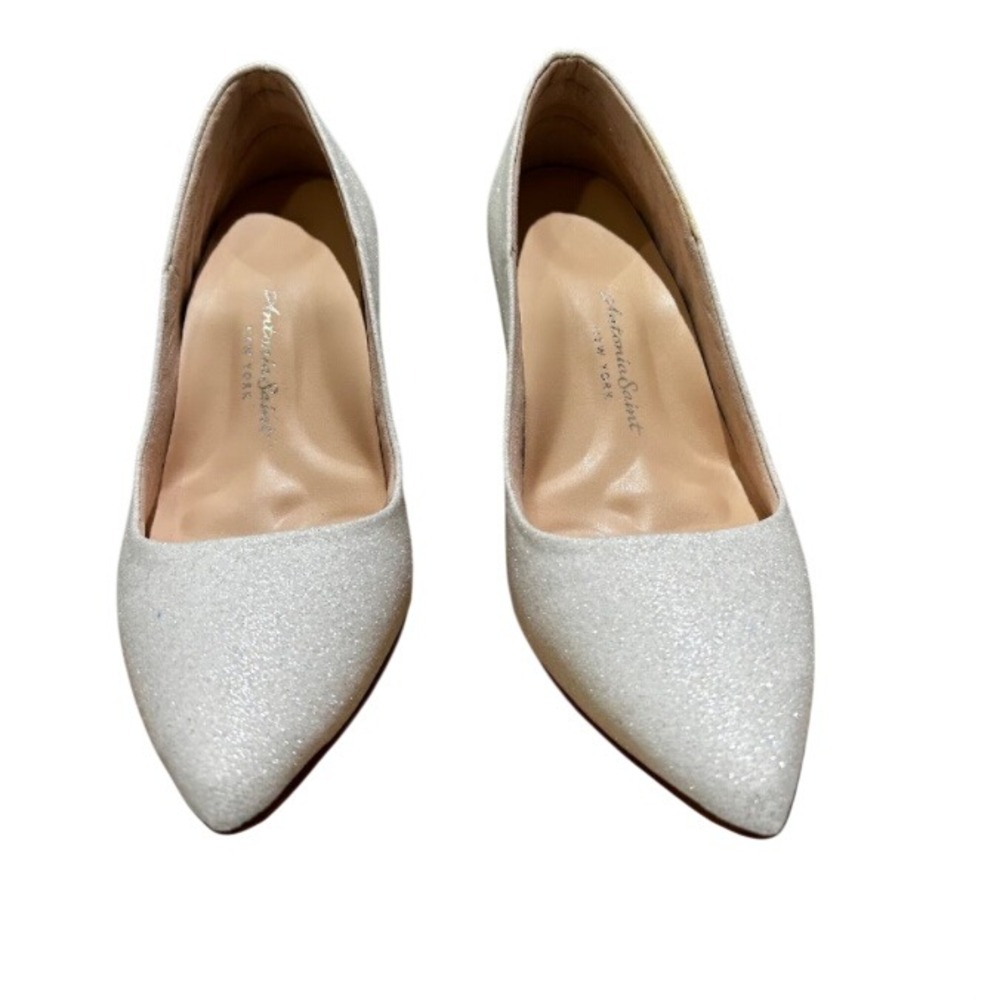 Antonia Saint NY Victoria Heel 30MM White‎ Glitter,Size 6.5